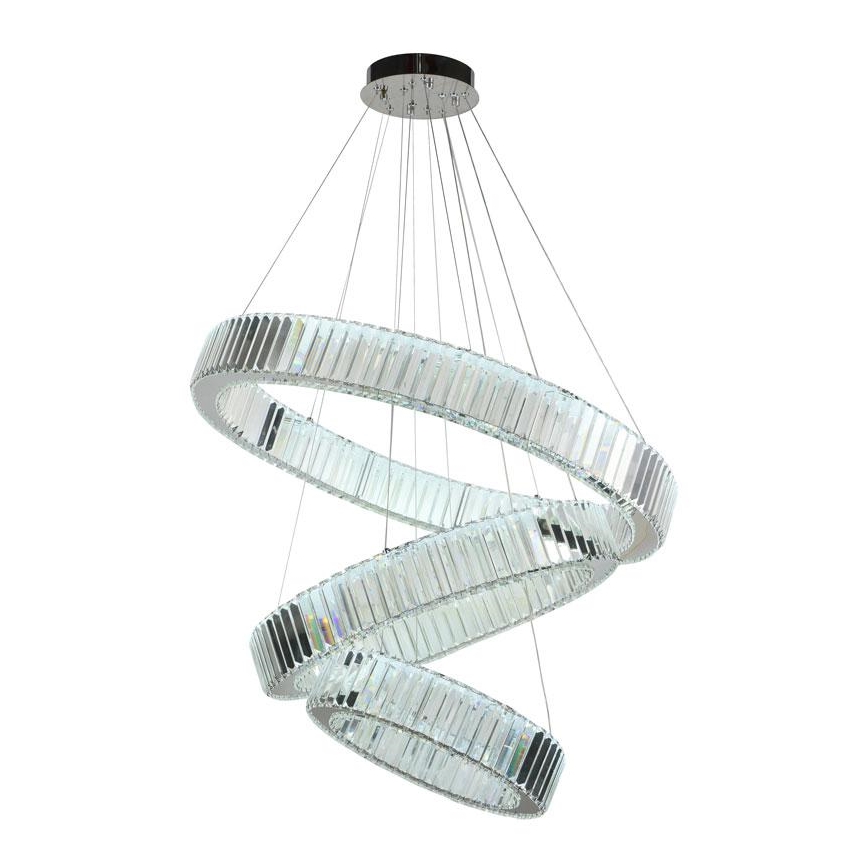 LED Dimbar kristallkronkrona på snöre LED/115W/230V 3000-6500K skinande krom + fjärrkontroll