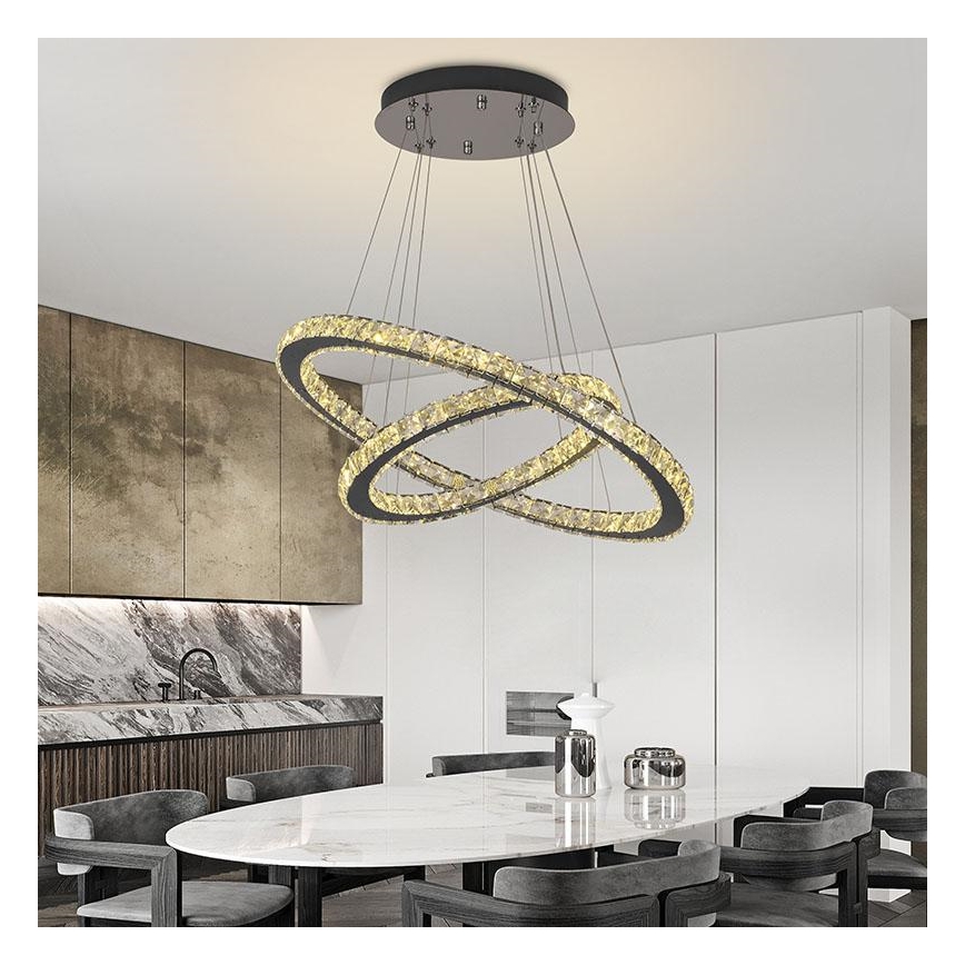 LED Ljusreglerad kristall ljuskrona på snöre LED/115W/230V 3000-6500K silver + fjärrkontroll