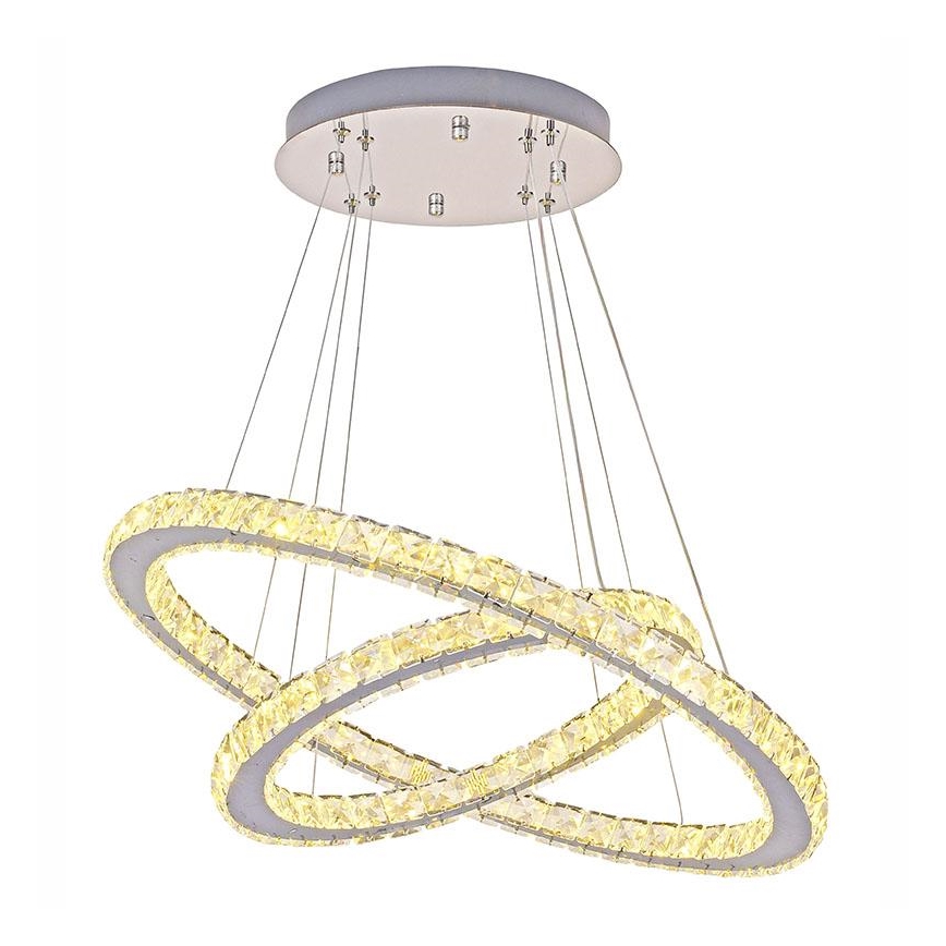 LED Ljusreglerad kristall ljuskrona på snöre LED/115W/230V 3000-6500K silver + fjärrkontroll
