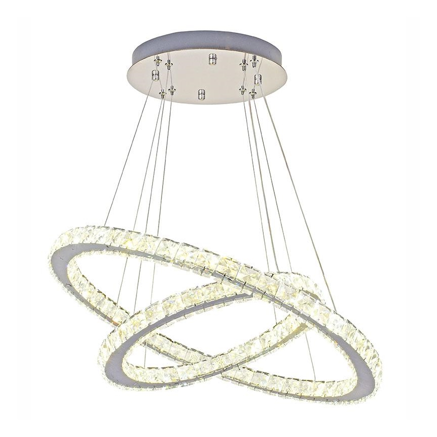 LED Ljusreglerad kristall ljuskrona på snöre LED/115W/230V 3000-6500K silver + fjärrkontroll
