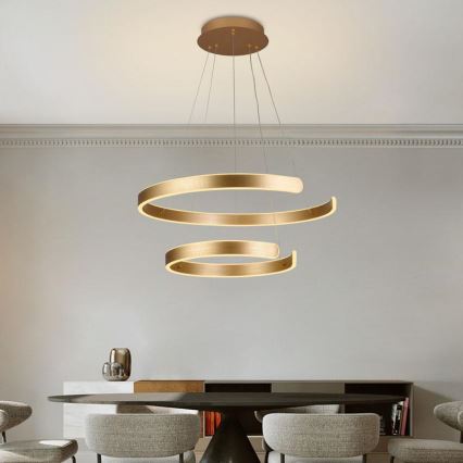 LED ljusreglerad ljuskrona på textilsladd LED/120W/230V 3000-6500K diameter 60 cm + fjärrkontroll