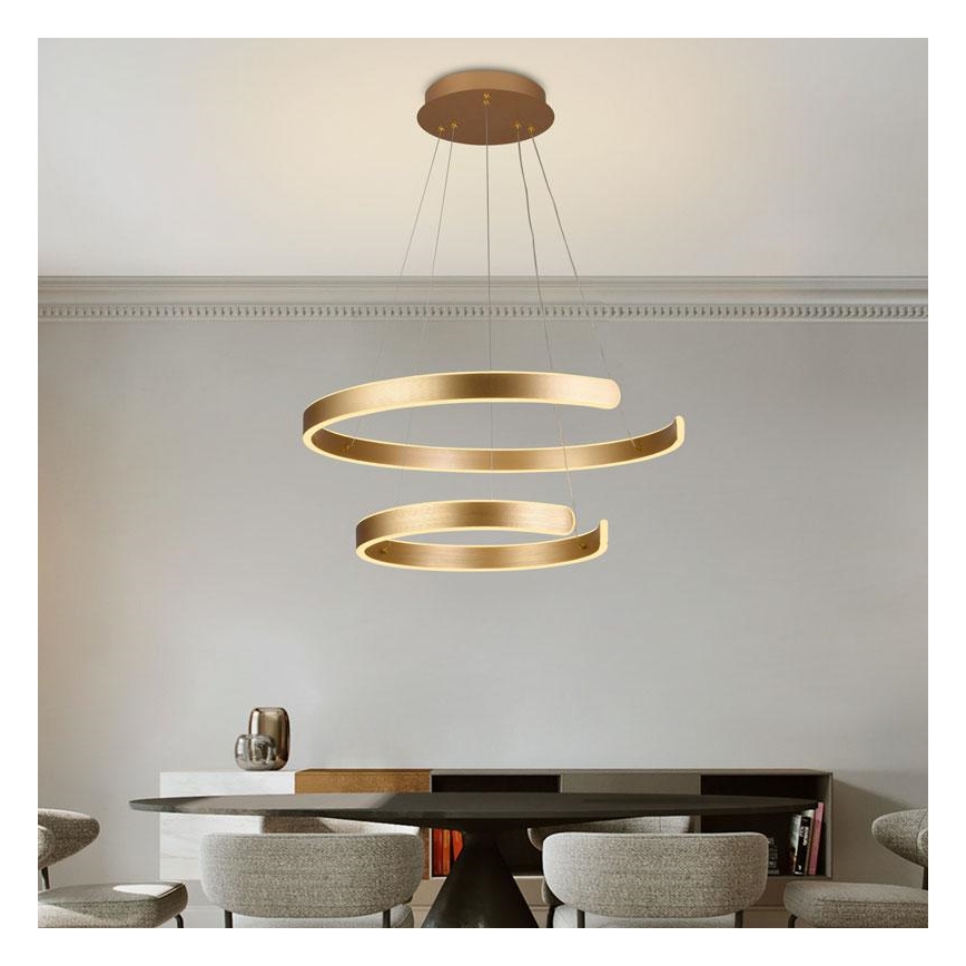 LED ljusreglerad ljuskrona på textilsladd LED/120W/230V 3000-6500K diameter 60 cm + fjärrkontroll
