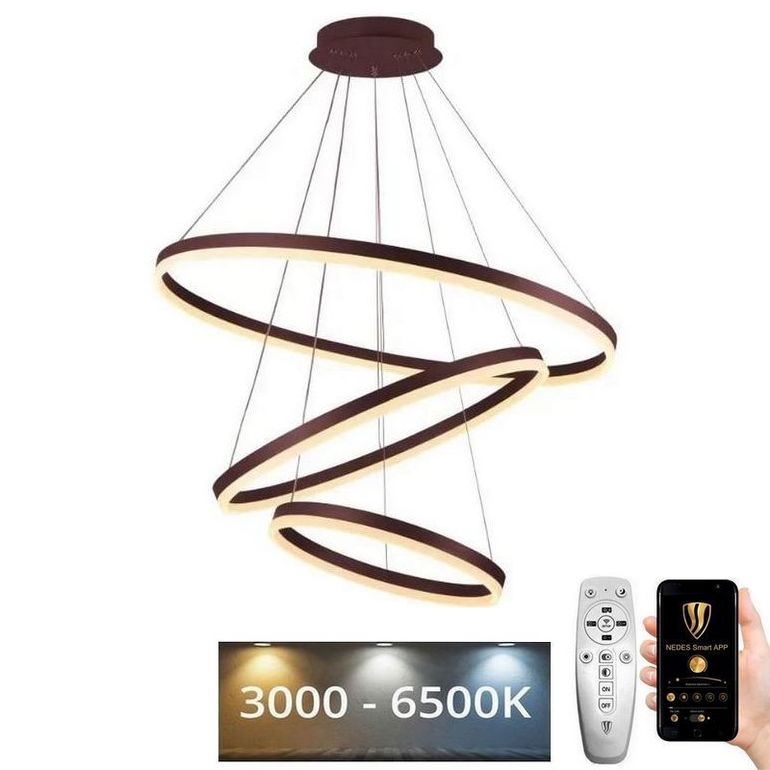 LED ljusreglerad ljuskrona på textilsladd LED/125W/230V 3000-6500K diameter 80 cm + fjärrkontroll
