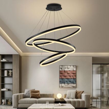 LED ljusreglerad ljuskrona på textilsladd LED/125W/230V 3000-6500K diameter 80 cm + fjärrkontroll