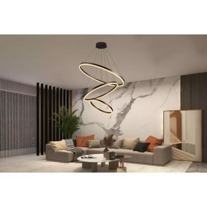 LED ljusreglerad ljuskrona på textilsladd LED/125W/230V 3000-6500K diameter 80 cm + fjärrkontroll