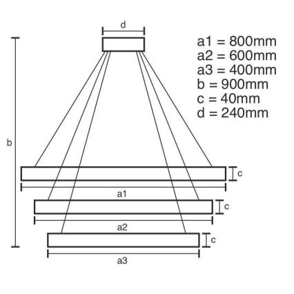 LED ljusreglerad ljuskrona på textilsladd LED/125W/230V 3000-6500K diameter 80 cm + fjärrkontroll
