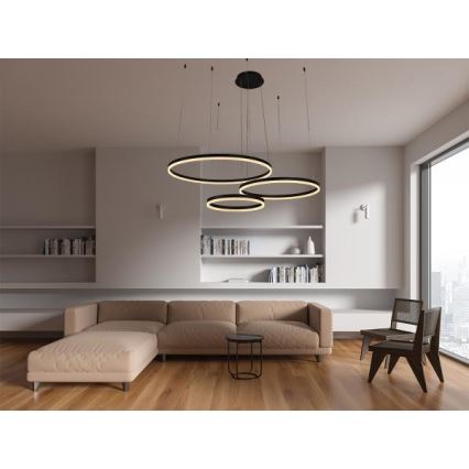 LED ljusreglerad ljuskrona på textilsladd LED/125W/230V 3000-6500K + fjärrkontroll