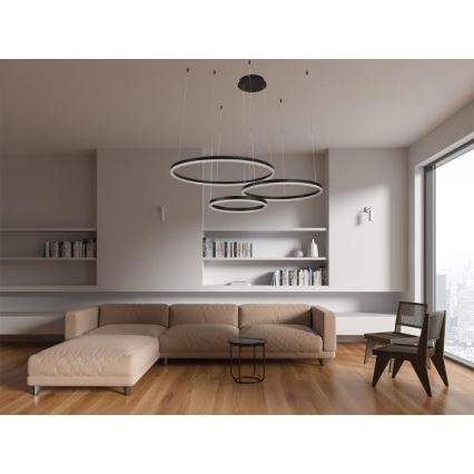 LED ljusreglerad ljuskrona på textilsladd LED/125W/230V 3000-6500K + fjärrkontroll