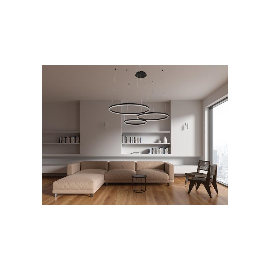 LED ljusreglerad ljuskrona på textilsladd LED/125W/230V 3000-6500K + fjärrkontroll