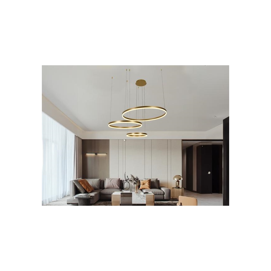 LED ljusreglerad ljuskrona på textilsladd LED/125W/230V 3000-6500K diameter 80 cm + fjärrkontroll