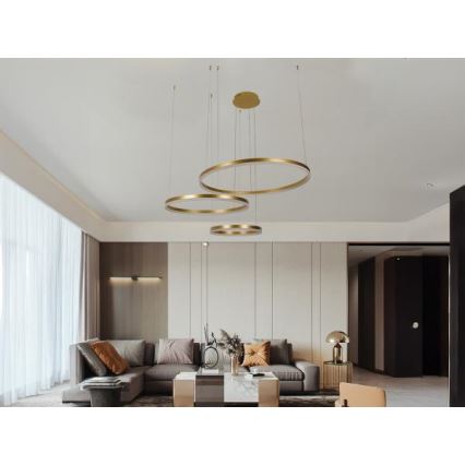 LED ljusreglerad ljuskrona på textilsladd LED/125W/230V 3000-6500K diameter 80 cm + fjärrkontroll