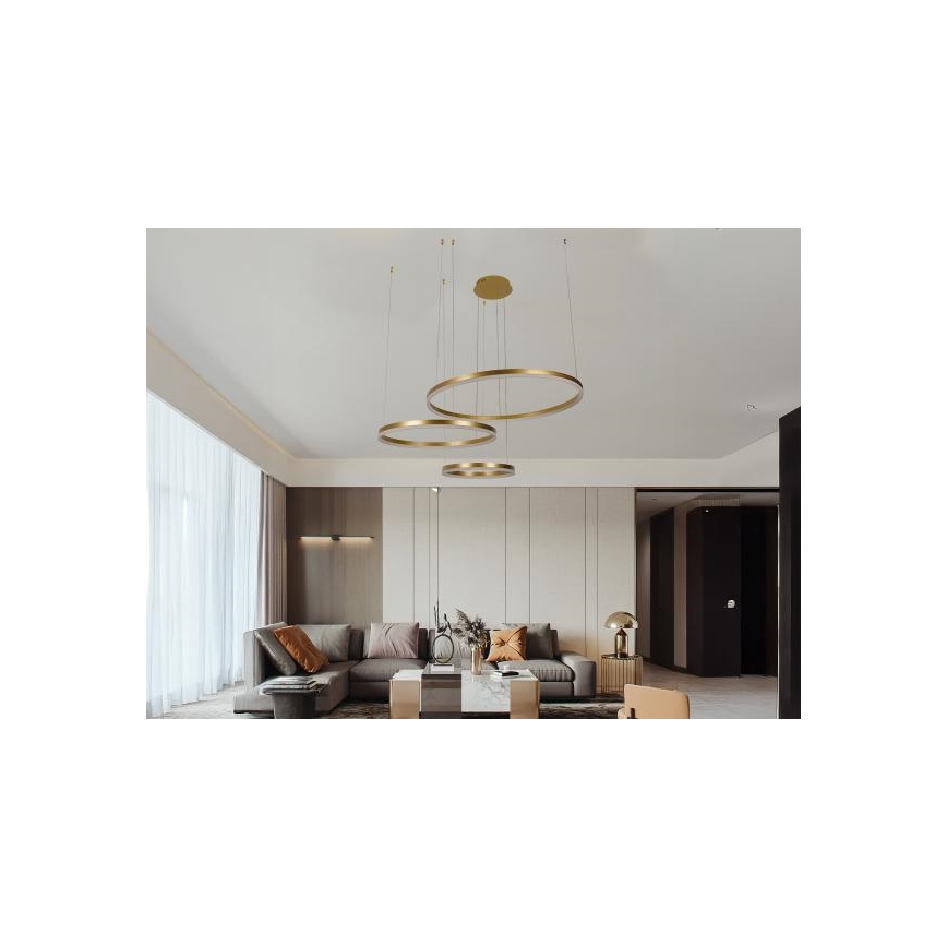LED ljusreglerad ljuskrona på textilsladd LED/125W/230V 3000-6500K diameter 80 cm + fjärrkontroll