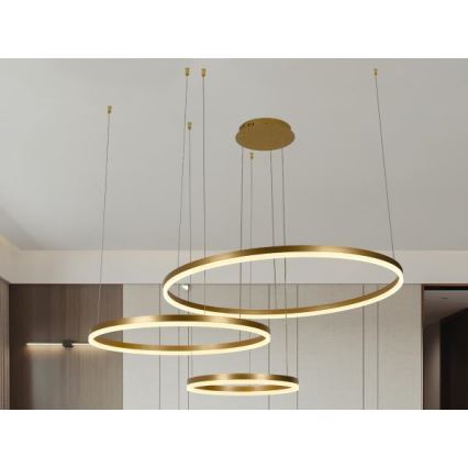 LED ljusreglerad ljuskrona på textilsladd LED/125W/230V 3000-6500K diameter 80 cm + fjärrkontroll