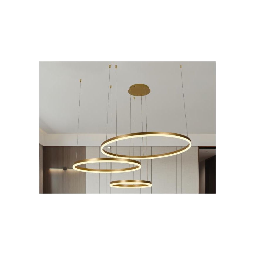 LED ljusreglerad ljuskrona på textilsladd LED/125W/230V 3000-6500K diameter 80 cm + fjärrkontroll
