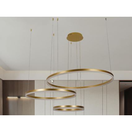 LED ljusreglerad ljuskrona på textilsladd LED/125W/230V 3000-6500K diameter 80 cm + fjärrkontroll