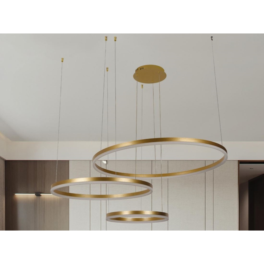 LED ljusreglerad ljuskrona på textilsladd LED/125W/230V 3000-6500K diameter 80 cm + fjärrkontroll