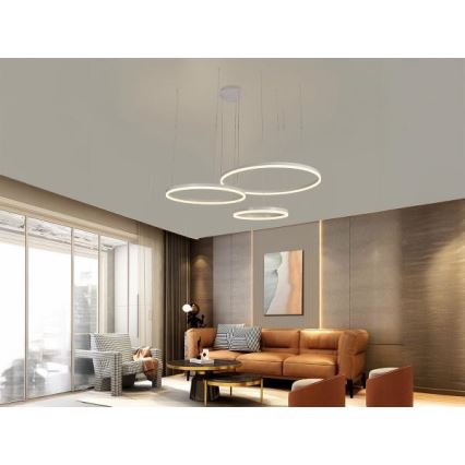 LED ljusreglerad ljuskrona på textilsladd LED/125W/230V 3000-6500K + fjärrkontroll