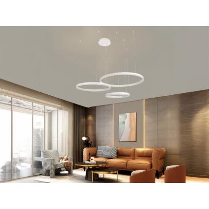 LED ljusreglerad ljuskrona på textilsladd LED/125W/230V 3000-6500K + fjärrkontroll