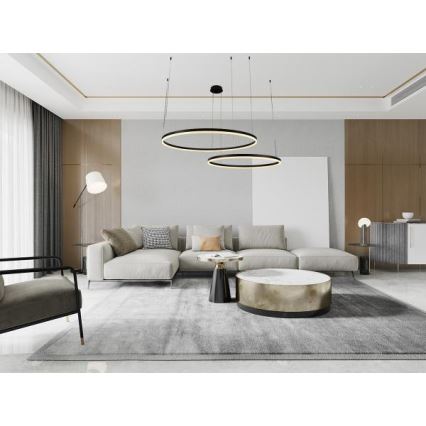 LED ljusreglerad ljuskrona på textilsladd LED/128W/230V 3000-6500K + fjärrkontroll