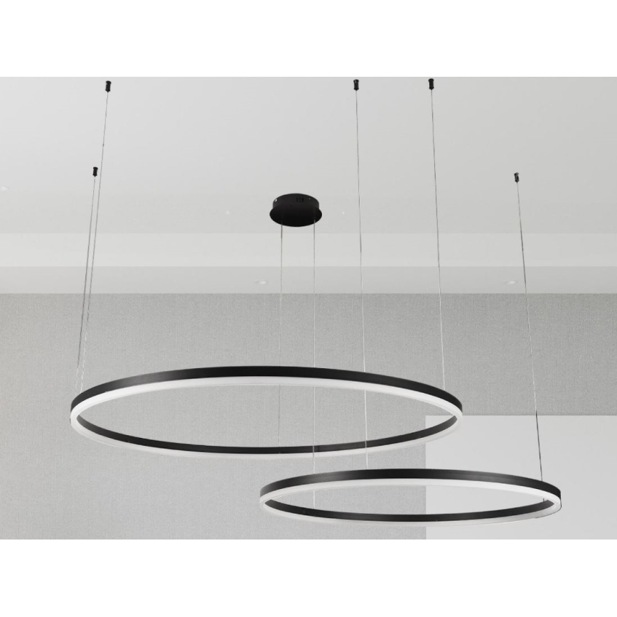 LED ljusreglerad ljuskrona på textilsladd LED/128W/230V 3000-6500K diameter 100 cm + fjärrkontroll