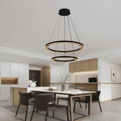LED ljusreglerad ljuskrona på textilsladd LED/130W/230V 3000-6500K + fjärrkontroll