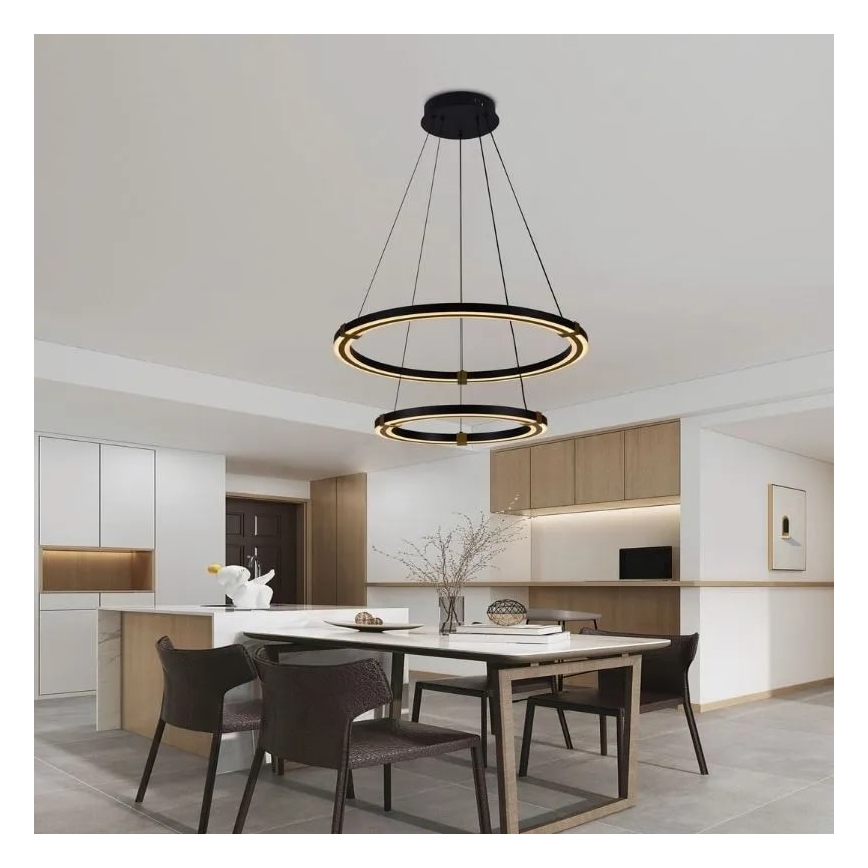 LED ljusreglerad ljuskrona på textilsladd LED/130W/230V 3000-6500K + fjärrkontroll