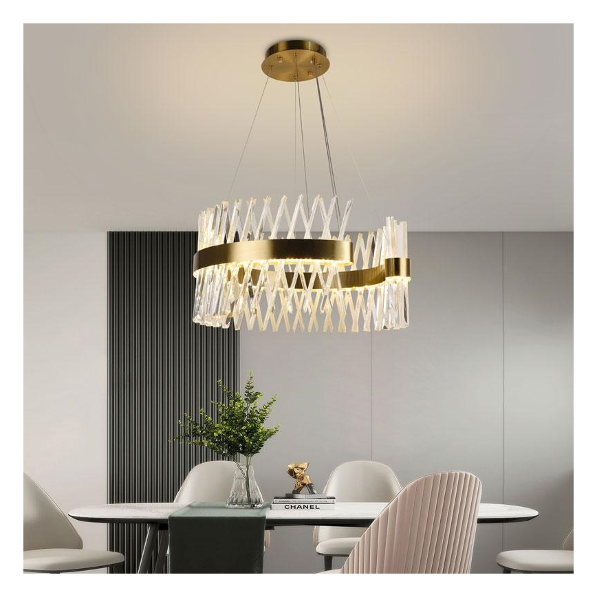 LED Ljusreglerad kristall ljuskrona på snöre LED/130W/230V 3000-6500K guld + fjärrkontroll