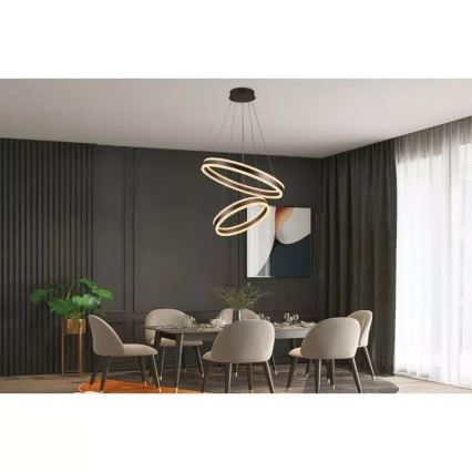 LED ljusreglerad ljuskrona på textilsladd LED/135W/230V 3000-6500K + fjärrkontroll