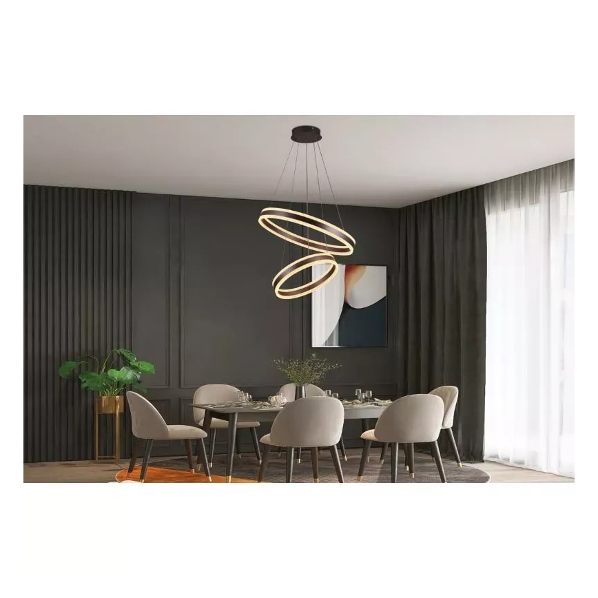 LED ljusreglerad ljuskrona på textilsladd LED/135W/230V 3000-6500K + fjärrkontroll