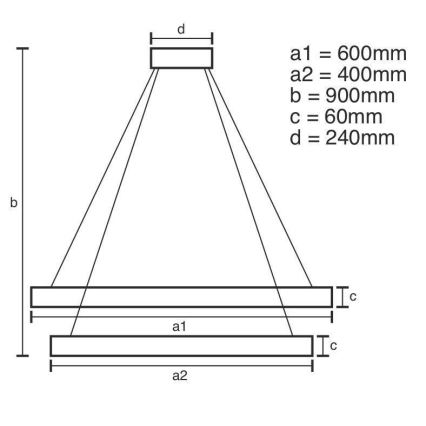 LED ljusreglerad ljuskrona på textilsladd LED/135W/230V 3000-6500K + fjärrkontroll