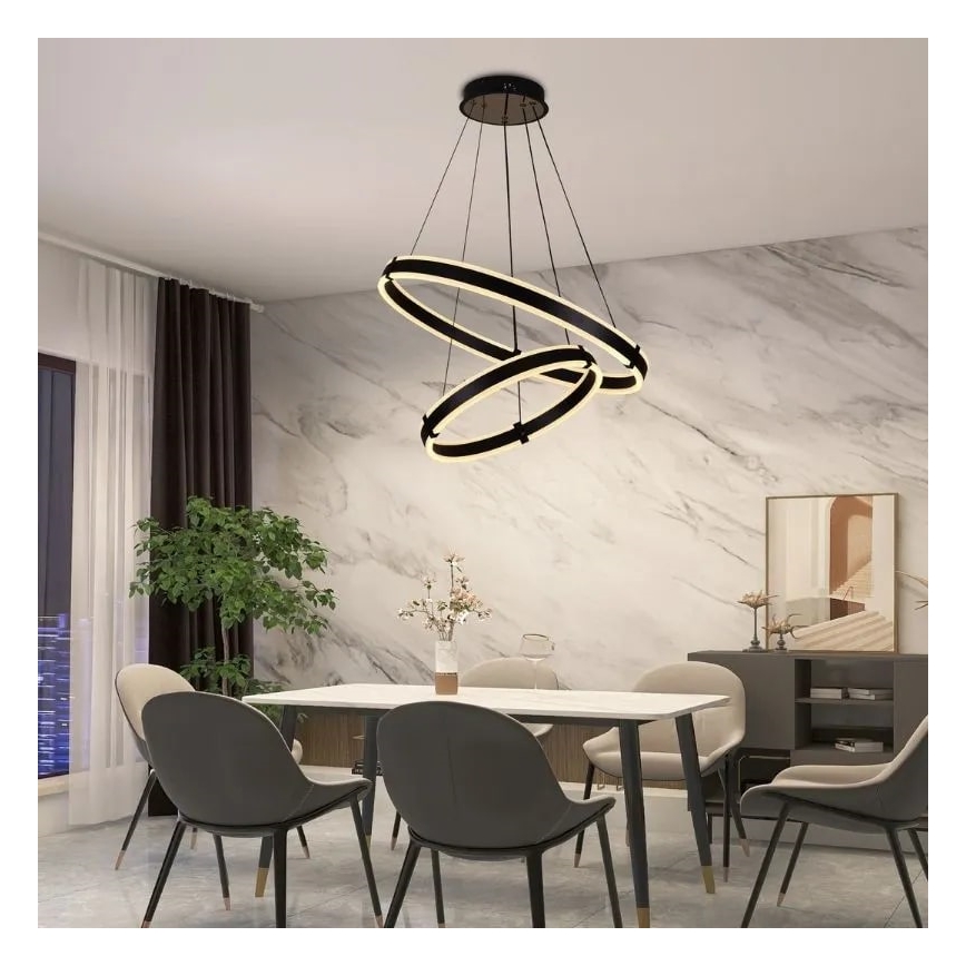 LED ljusreglerad ljuskrona på textilsladd LED/140W/230V 3000-6500K + fjärrkontroll