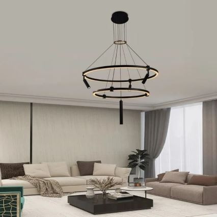 LED ljusreglerad ljuskrona på textilsladd LED/140W/230V 3000-6500K + fjärrkontroll