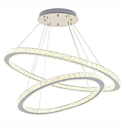 LED Ljusreglerad kristall ljuskrona på snöre LED/160W/230V 3000-6500K silver + fjärrkontroll