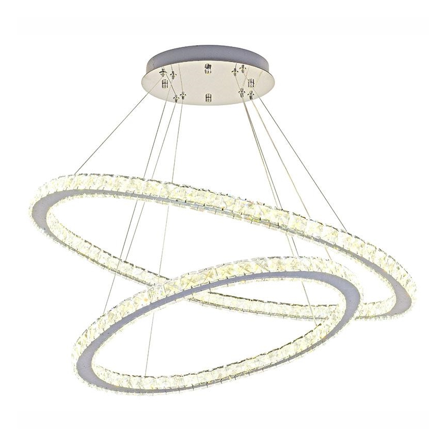 LED Ljusreglerad kristall ljuskrona på snöre LED/160W/230V 3000-6500K silver + fjärrkontroll