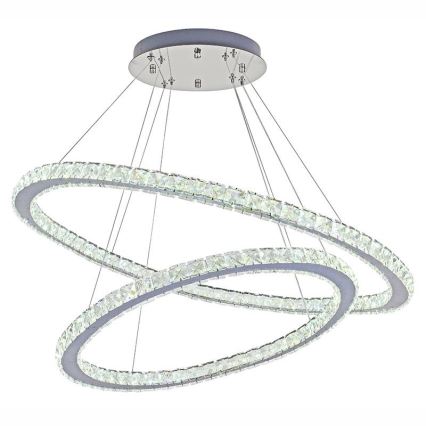 LED Ljusreglerad kristall ljuskrona på snöre LED/160W/230V 3000-6500K silver + fjärrkontroll