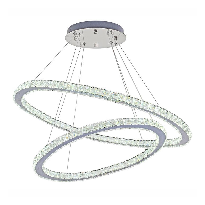 LED Ljusreglerad kristall ljuskrona på snöre LED/160W/230V 3000-6500K silver + fjärrkontroll