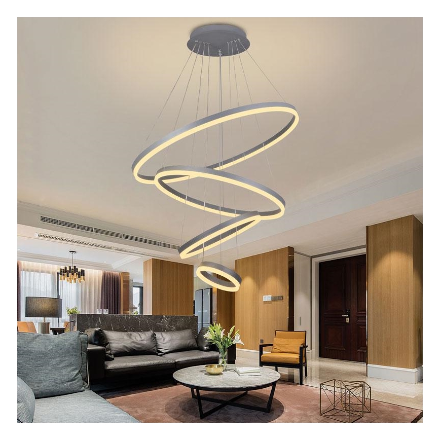 LED ljusreglerad ljuskrona på textilsladd LED/165W/230V 3000-6500K diameter 80 cm + fjärrkontroll