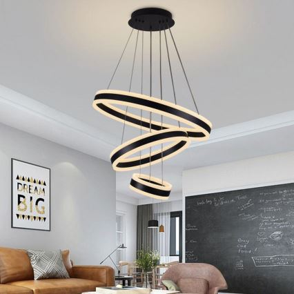 LED ljusreglerad ljuskrona på textilsladd LED/165W/230V 3000-6500K diameter 60 cm + fjärrkontroll