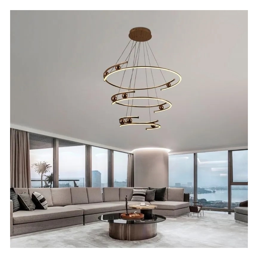 LED ljusreglerad ljuskrona på textilsladd LED/170W/230V 3000-6500K + fjärrkontroll