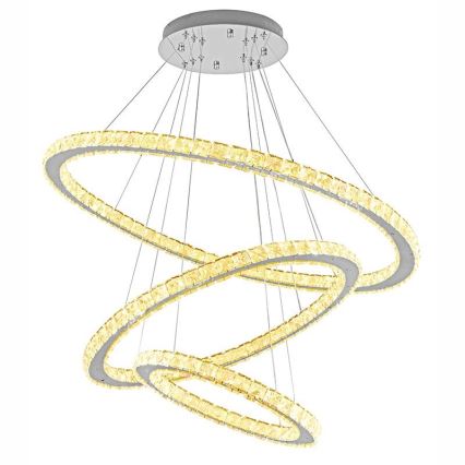LED Ljusreglerad kristall ljuskrona på snöre LED/210W/230V 3000-6500K silver + fjärrkontroll