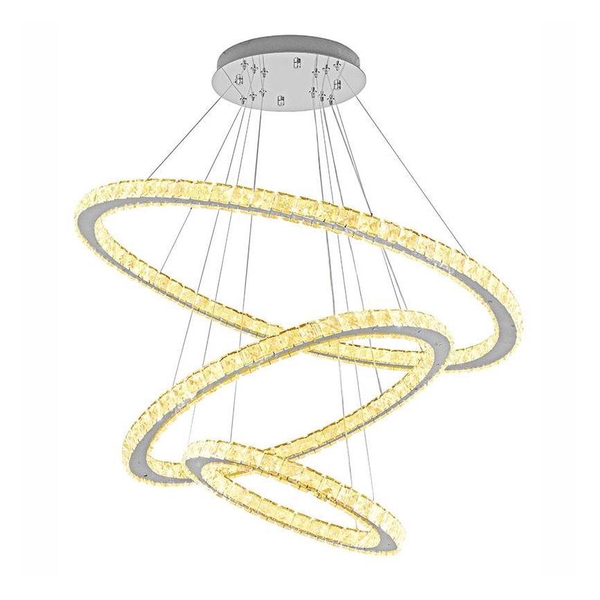 LED Ljusreglerad kristall ljuskrona på snöre LED/210W/230V 3000-6500K silver + fjärrkontroll