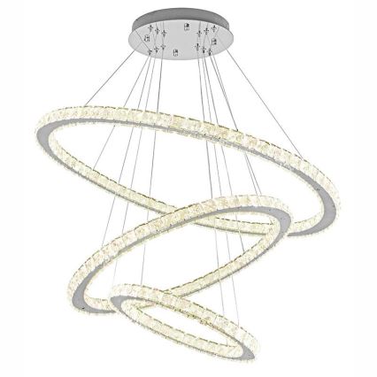 LED Ljusreglerad kristall ljuskrona på snöre LED/210W/230V 3000-6500K silver + fjärrkontroll