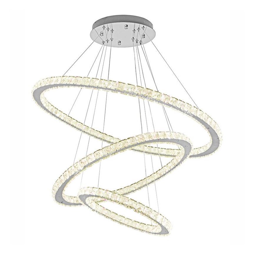 LED Ljusreglerad kristall ljuskrona på snöre LED/210W/230V 3000-6500K silver + fjärrkontroll