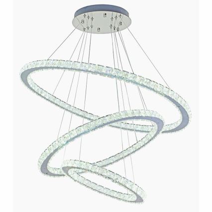 LED Ljusreglerad kristall ljuskrona på snöre LED/210W/230V 3000-6500K silver + fjärrkontroll