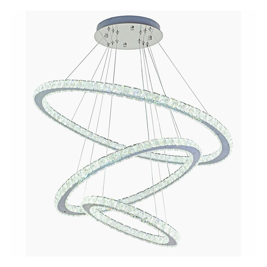 LED Ljusreglerad kristall ljuskrona på snöre LED/210W/230V 3000-6500K silver + fjärrkontroll