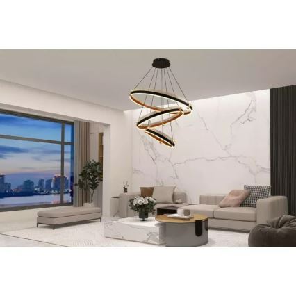 LED ljusreglerad ljuskrona på textilsladd LED/240W/230V 3000-6500K + fjärrkontroll