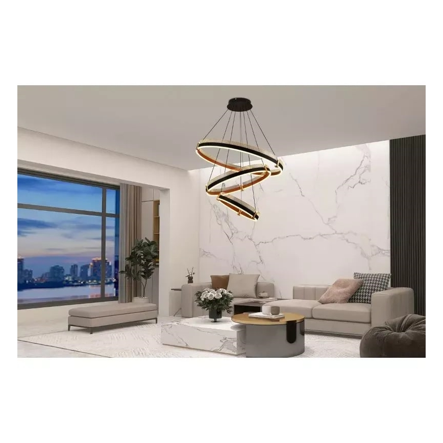 LED ljusreglerad ljuskrona på textilsladd LED/240W/230V 3000-6500K + fjärrkontroll
