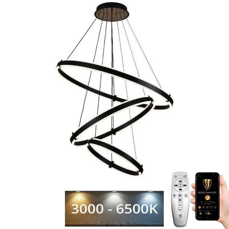 LED ljusreglerad ljuskrona på textilsladd LED/250W/230V 3000-6500K + fjärrkontroll
