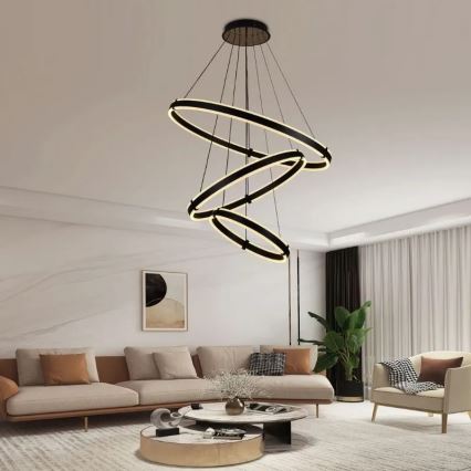 LED ljusreglerad ljuskrona på textilsladd LED/250W/230V 3000-6500K + fjärrkontroll
