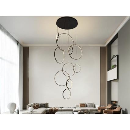LED ljusreglerad ljuskrona på textilsladd LED/290W/230V 3000-6500K + fjärrkontroll